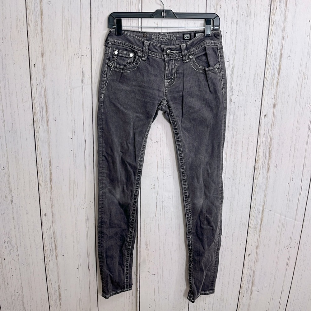 Miss Me Jeans Skinny Gray Embellished Jeans